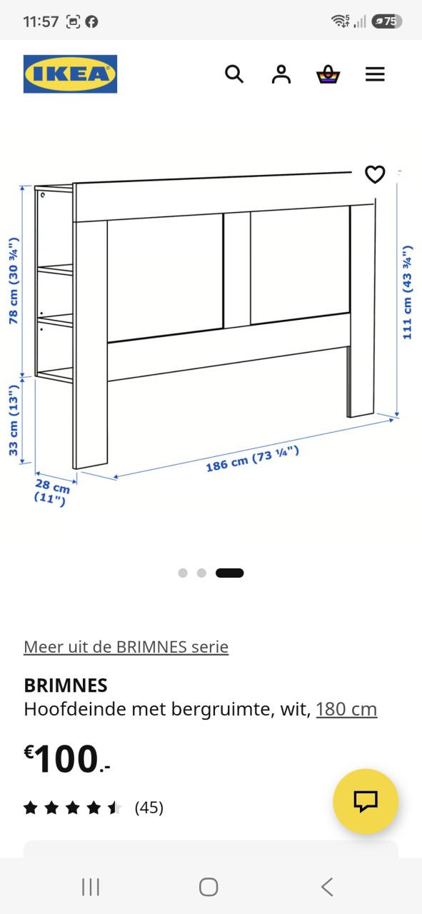 Hoofdeinde Brimnes Ikea 180 cm