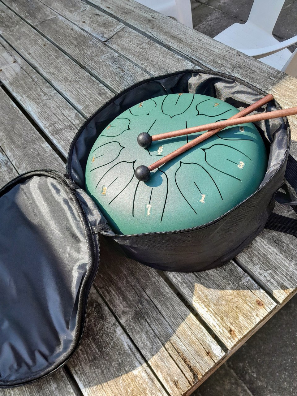 LOMUTY Steel Tongue Drum/Handtrommel/HandPan - 30 cm - Zo goed als nieuw