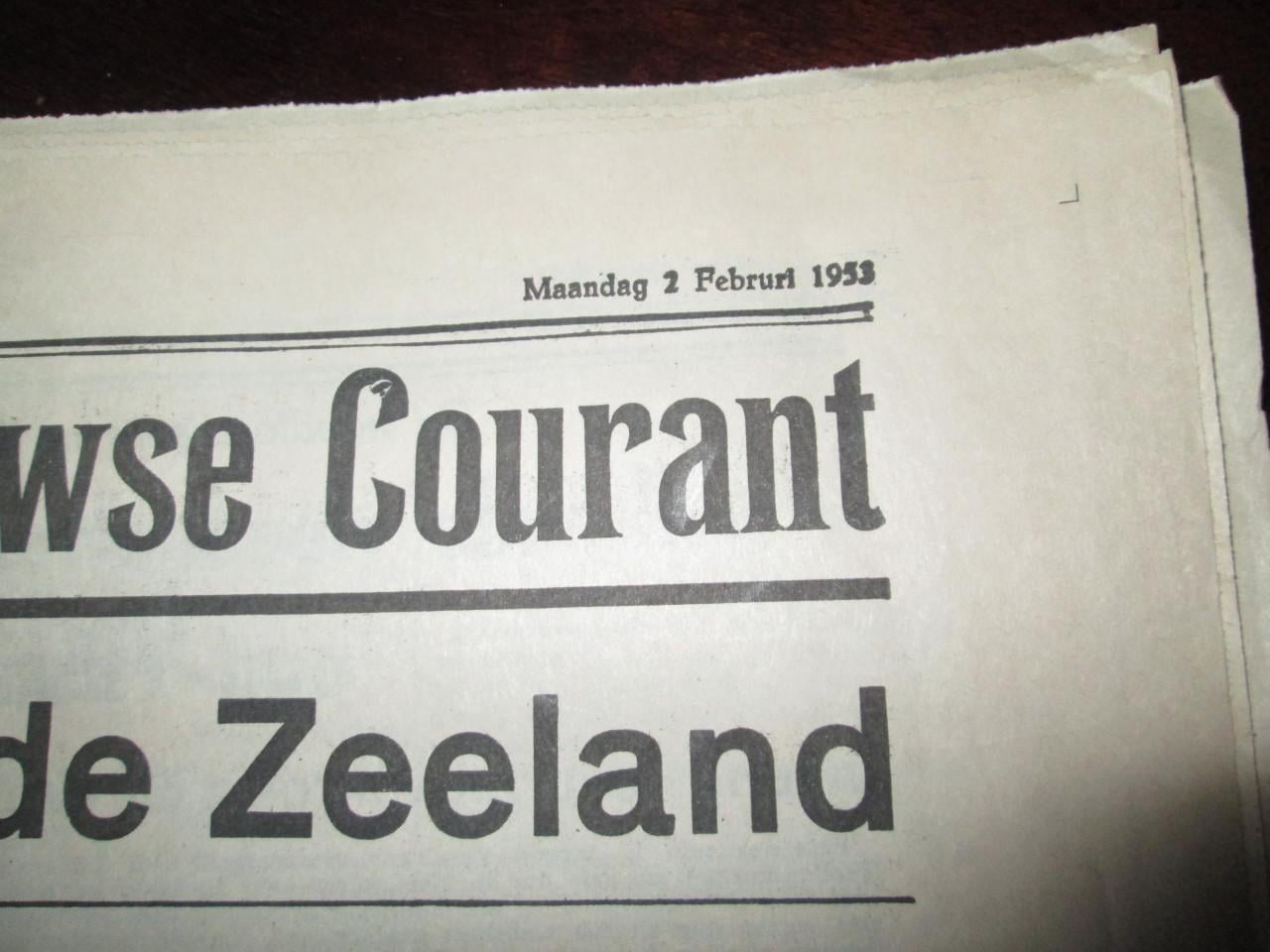 P Z C [ krant] van de watersnood 2 febr 1953