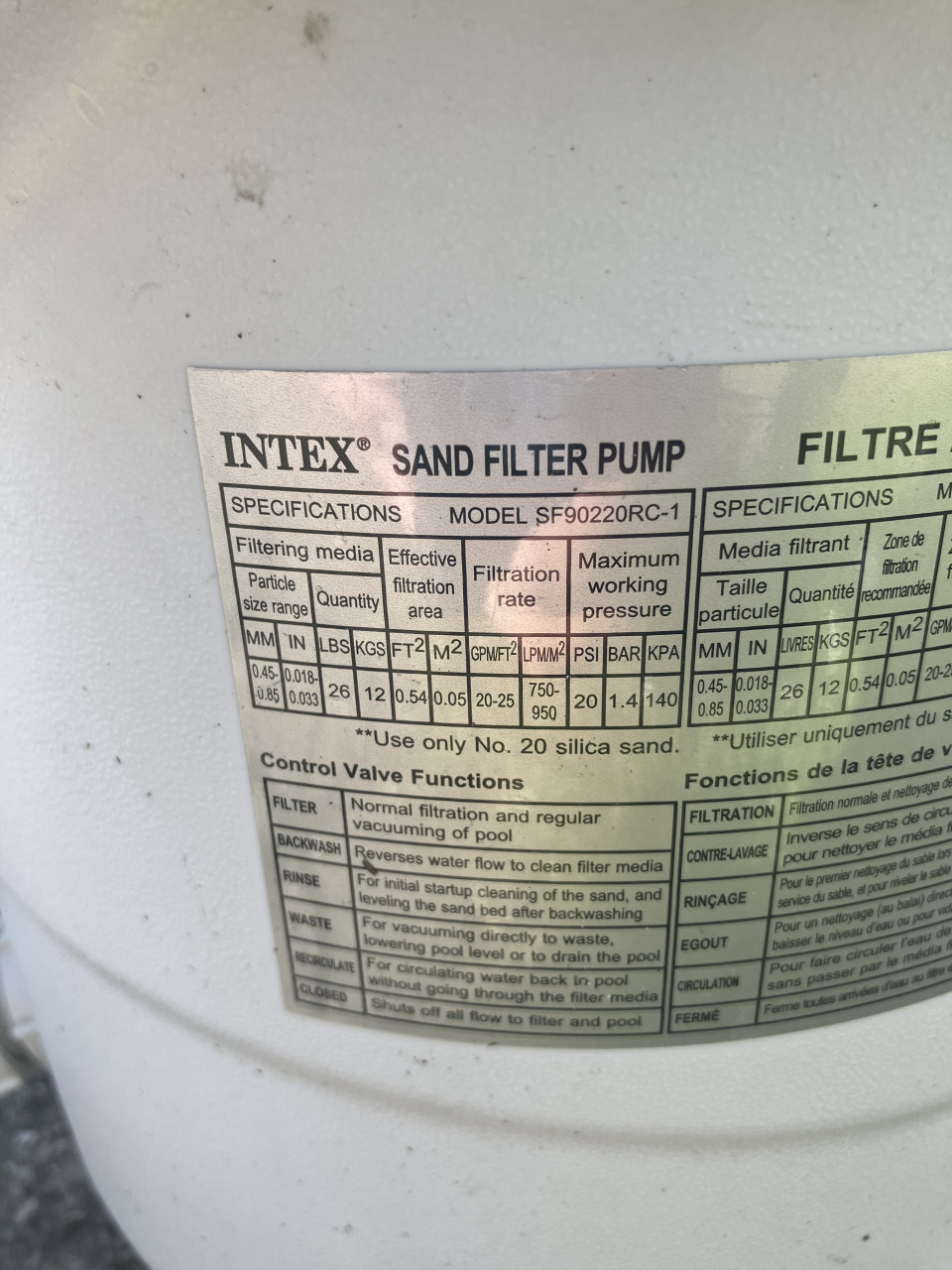 Intex zandfilterpomp 4m3/hr