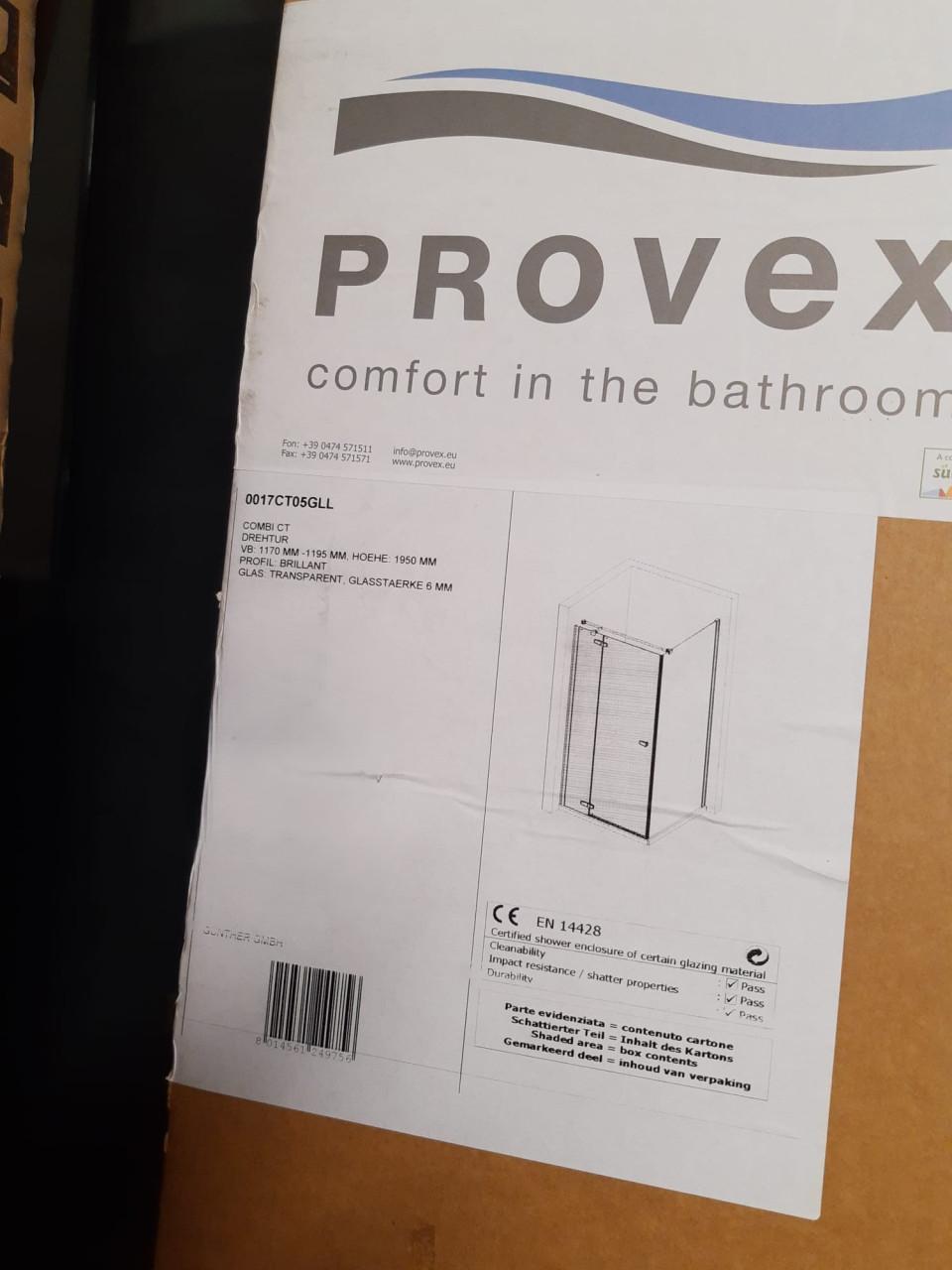 Douchecabine met deur 90x120, helder glas/chroom van € 695,- voor