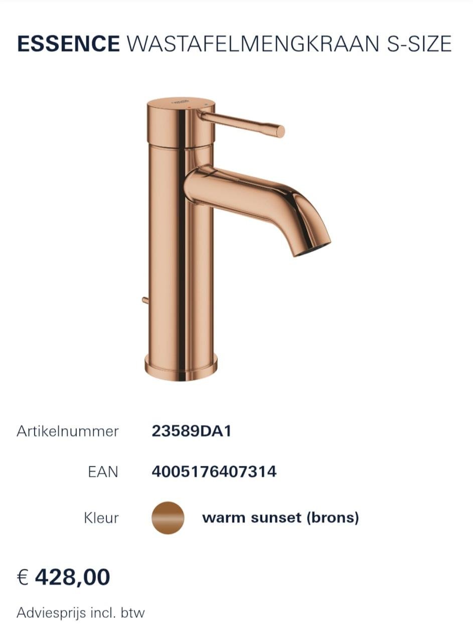 Grohe Essence New S‑Size  bronze Wastafelmengkraan (Art. nr. 23589DA1)