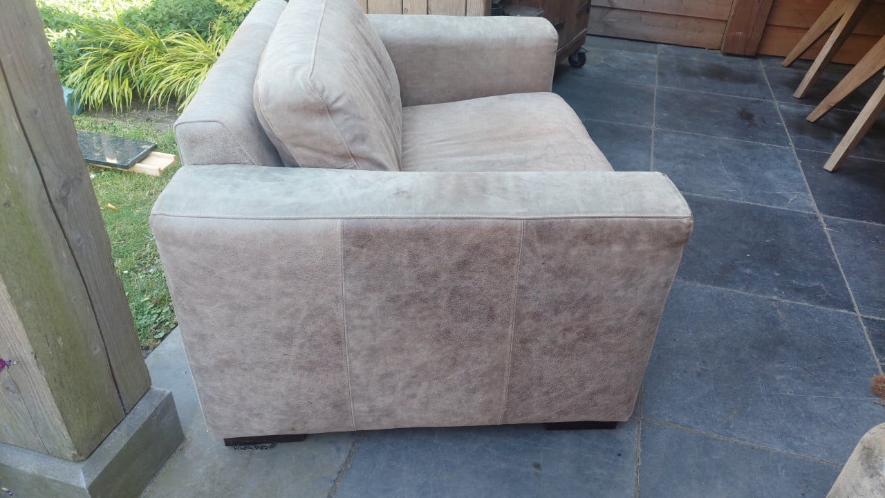 Leren love seat, taupe, gratis ophalen
