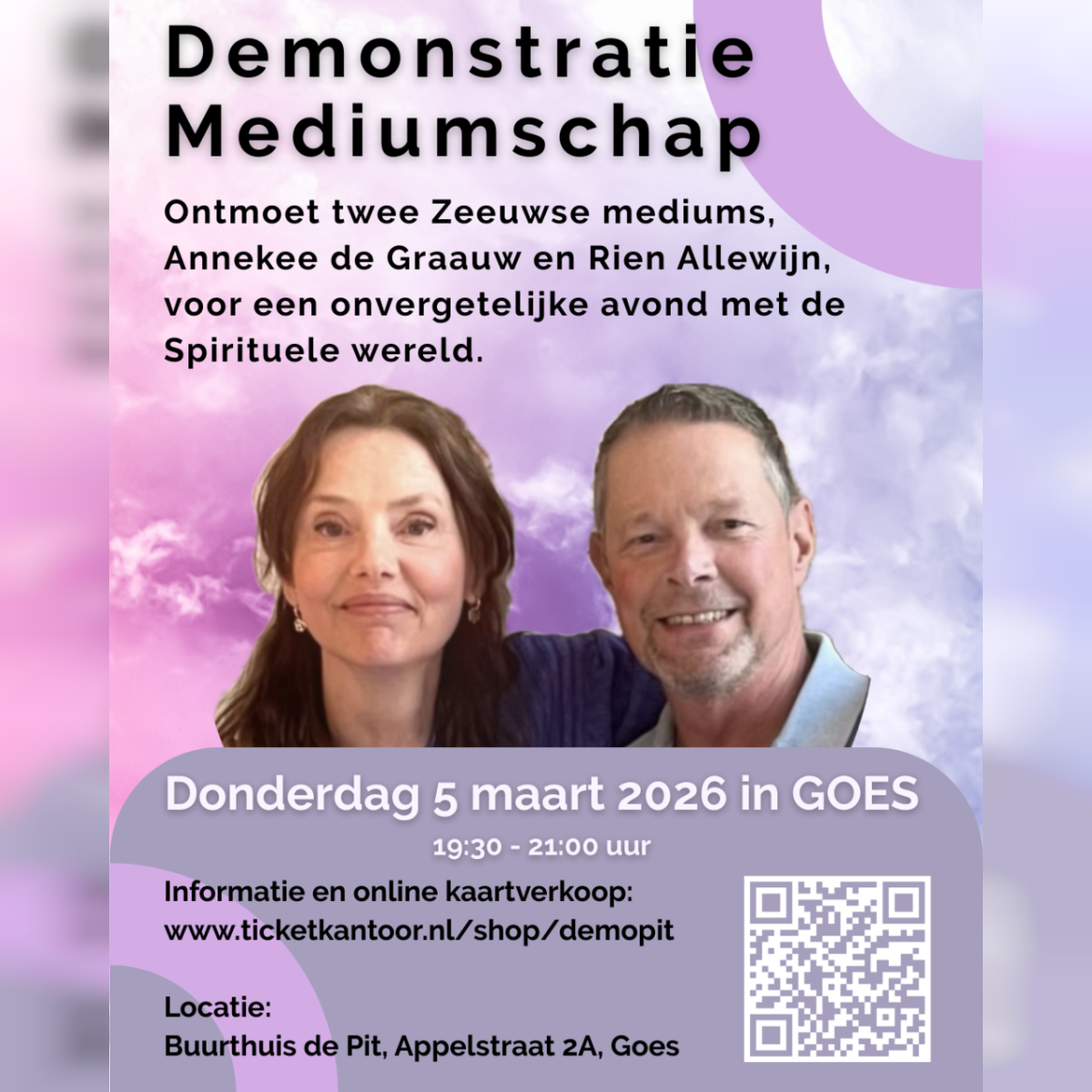 Mediumschap demonstratie met 2 mediums in buurthuis de Pit, Goes 5 maart