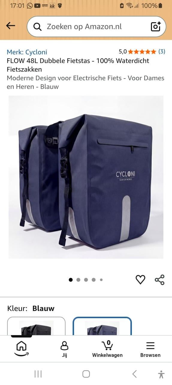 Dubbele fietstas 48ltr groen