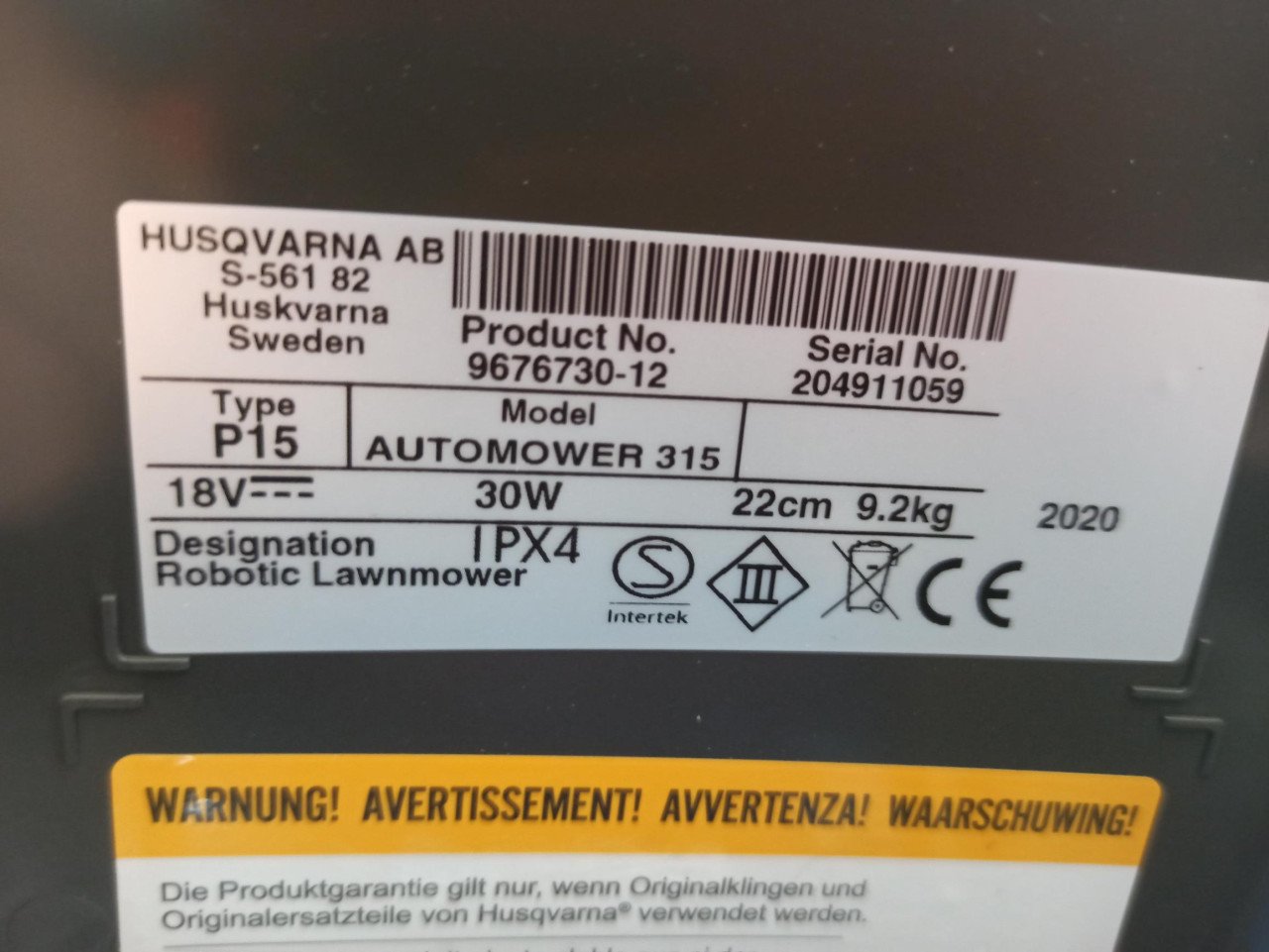 Husqvarna 315 Robotmaaier
