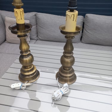 2 x  Zwaare Tafel lampen koperen kandelaar.