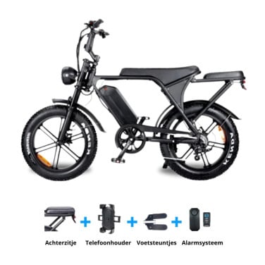 QUXI C80– Achterzitje + Telefoonhouder + Voetsteuntjes + Alarm NU 895,=