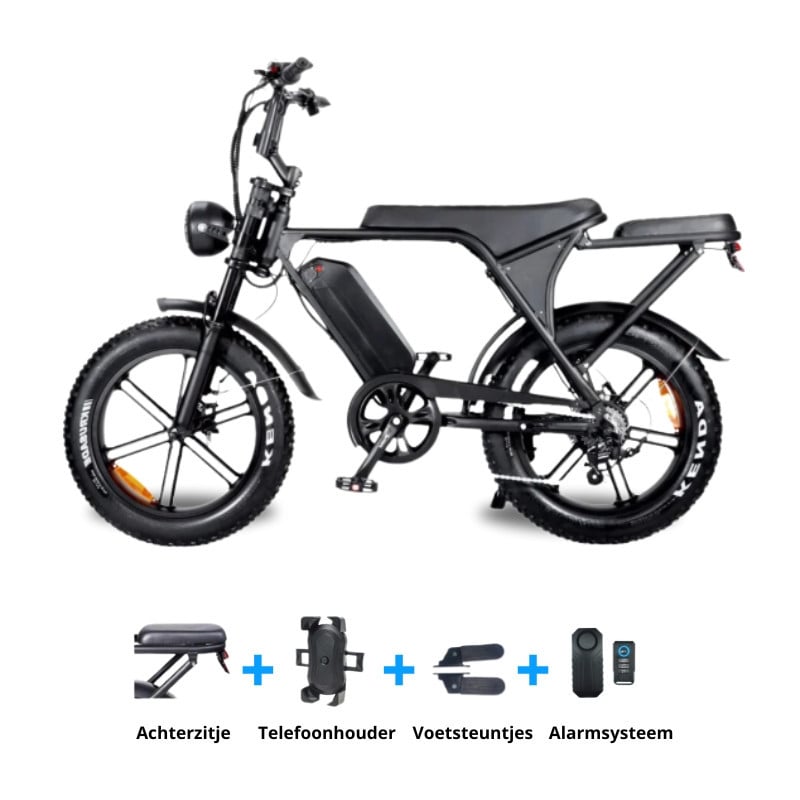 QUXI C80– Achterzitje + Telefoonhouder + Voetsteuntjes + Alarm NU 895,=