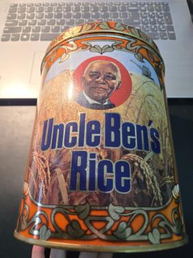 Vintage cilindrisch blik van Uncle Ben's Rice