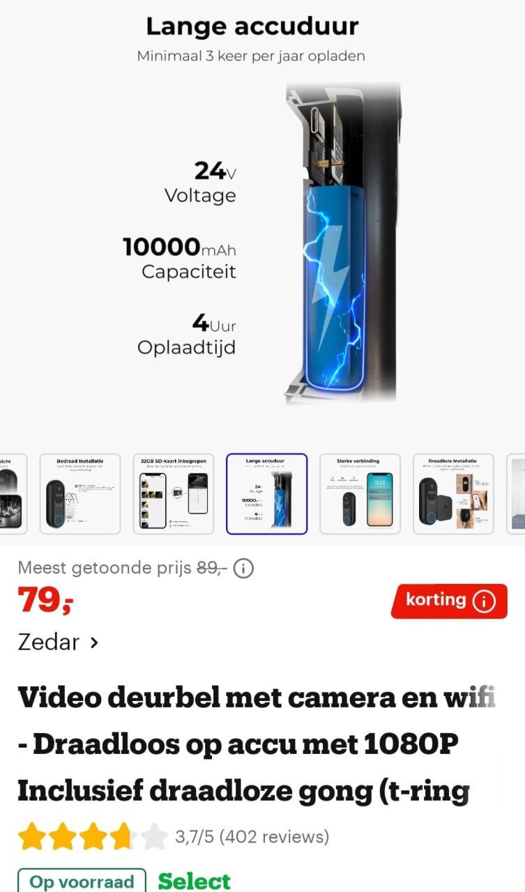 Video deurbel met gong draadloos