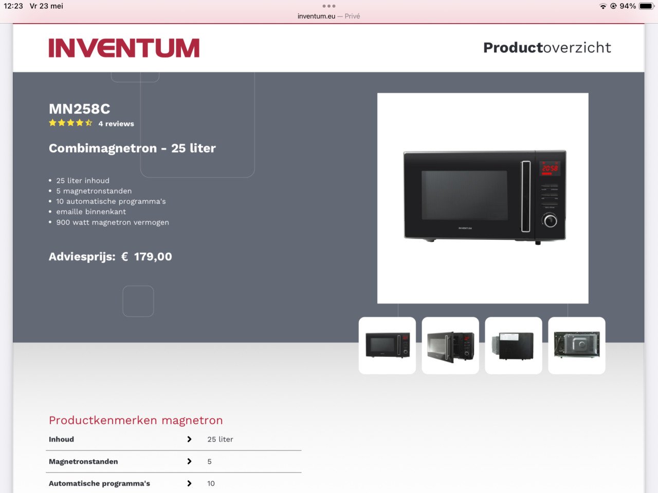 Inventum MN258C combi oven magnetron GOES z.g.a.n. GERESERVEERD
