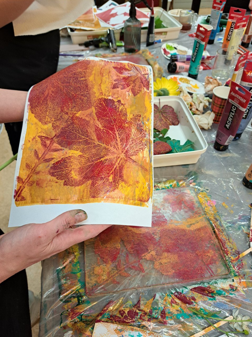 Workshop Botanisch printen op de gelplaat 17 oktober