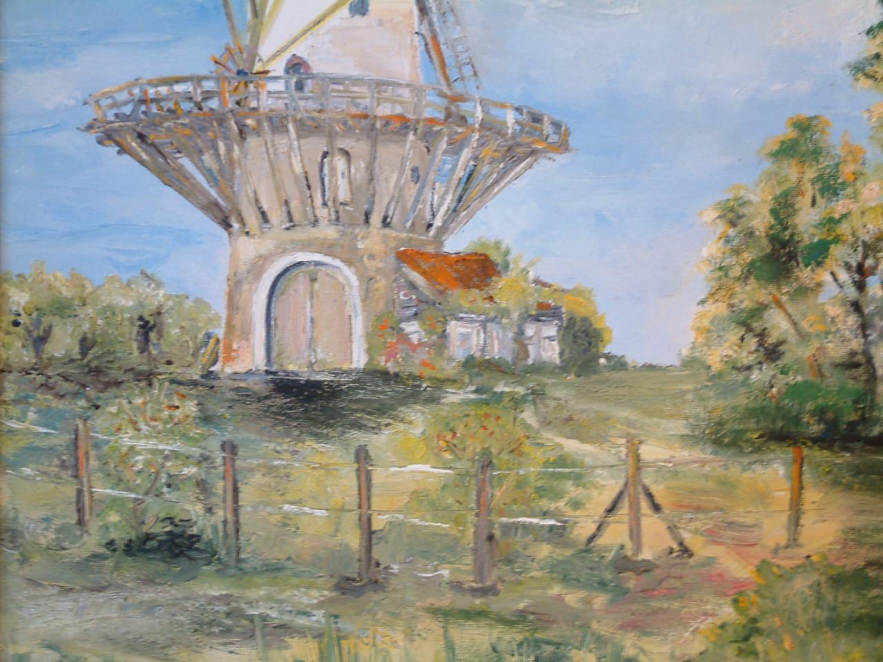 Abraham Caljouw  sr  Veere de molen nat in nat olie verf op doek