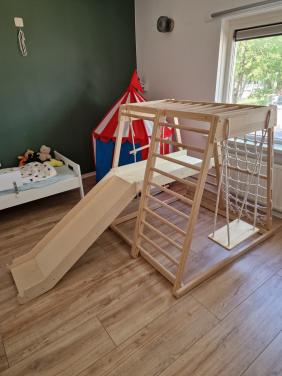Klimtoren hout glijbaan /schommel te koop