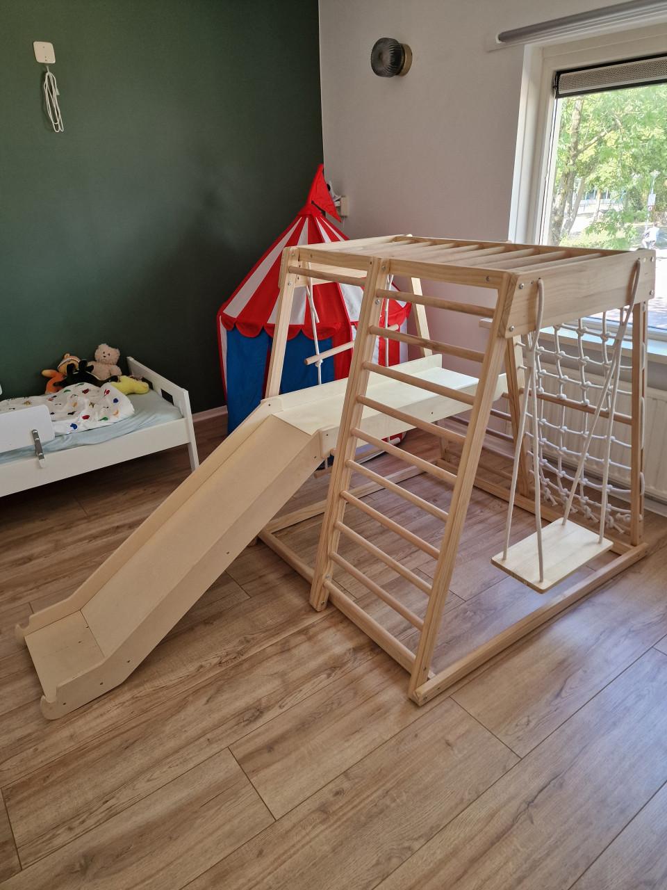 Klimtoren hout glijbaan /schommel te koop
