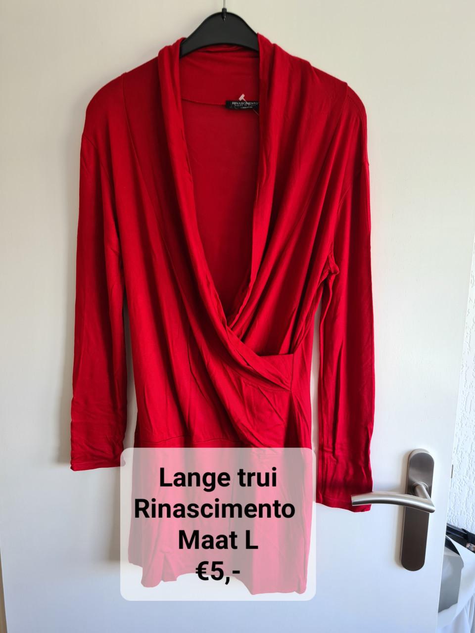 Rinascimento lange rode dunne waterfall trui / tuniek  Maat M