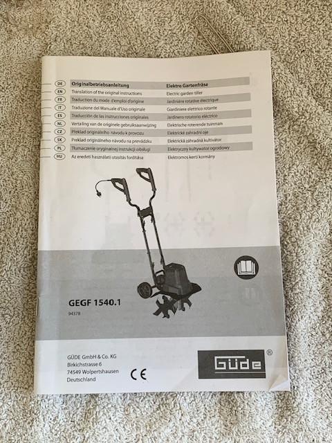 Elektrische Gude tuin/grond frees met 20 meter kabel