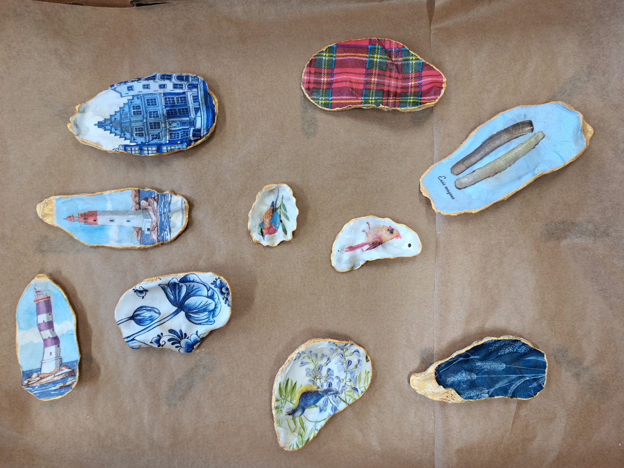 Workshop Decoupage combi oesterschelpen en Sint-Jacobsschelpen 22 augustus