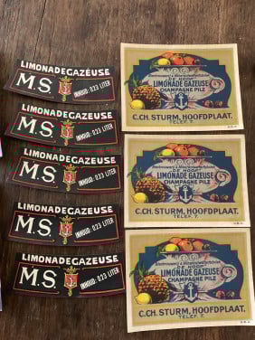 Set antieke etiketten Limonade Sturm
