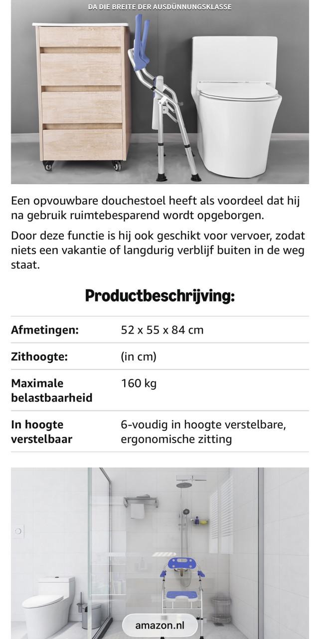 Opvouwbare douchestoel - nooit gebruikt- nieuw in doos