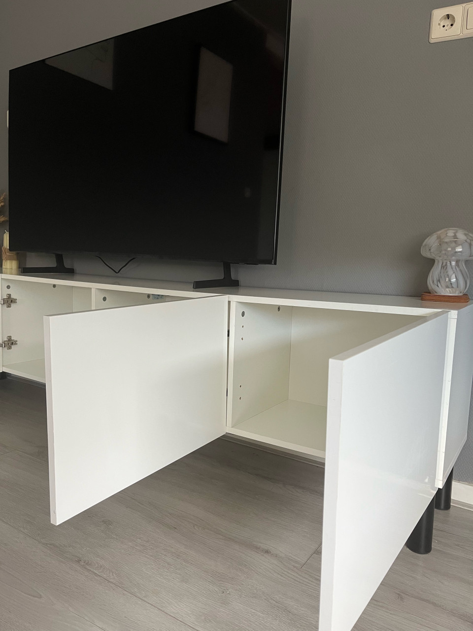 Tv-meubel 200 cm, mat wit