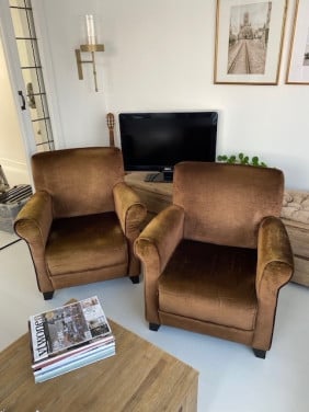 Fauteuils/ stoelen  kleur brons bruin  2 stuks