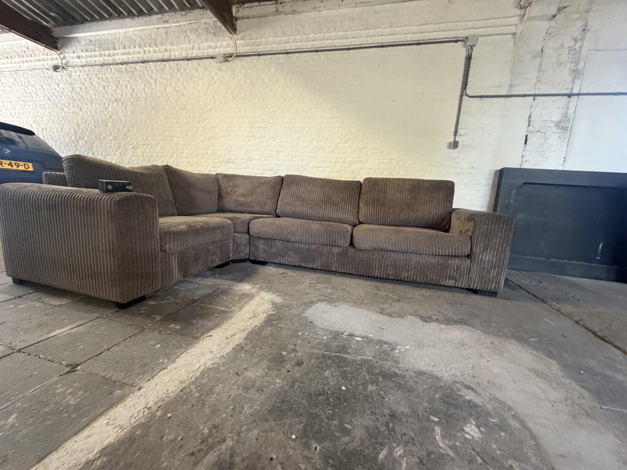Bankstel beige rib stof