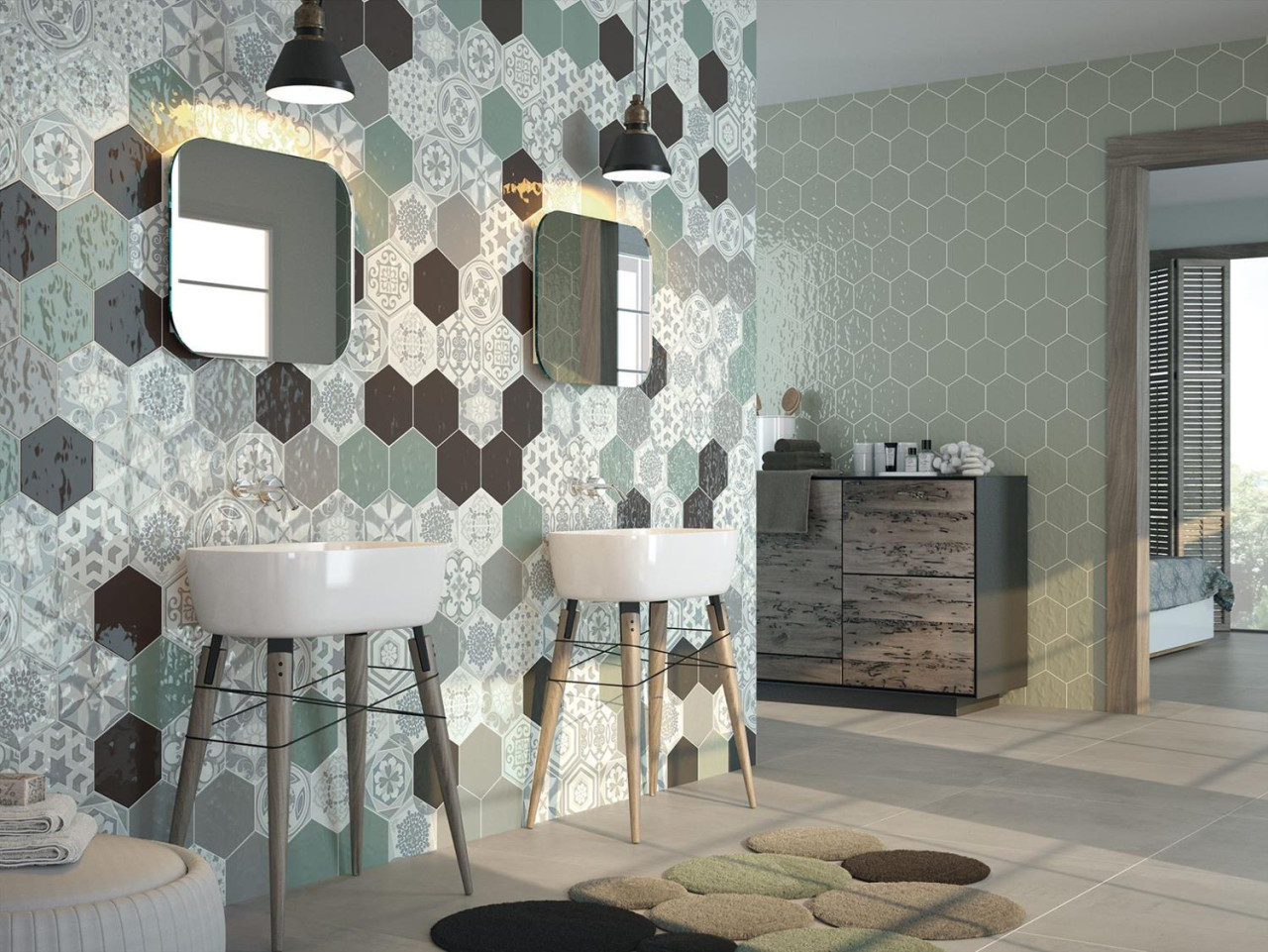 3035-60 Hexagon wandtegels 17,5x17,5 cm, grijs, per m² van € 64,95 voor