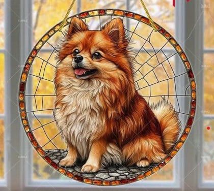 Raamhanger keeshond - pomeranian ( kleurrijk )