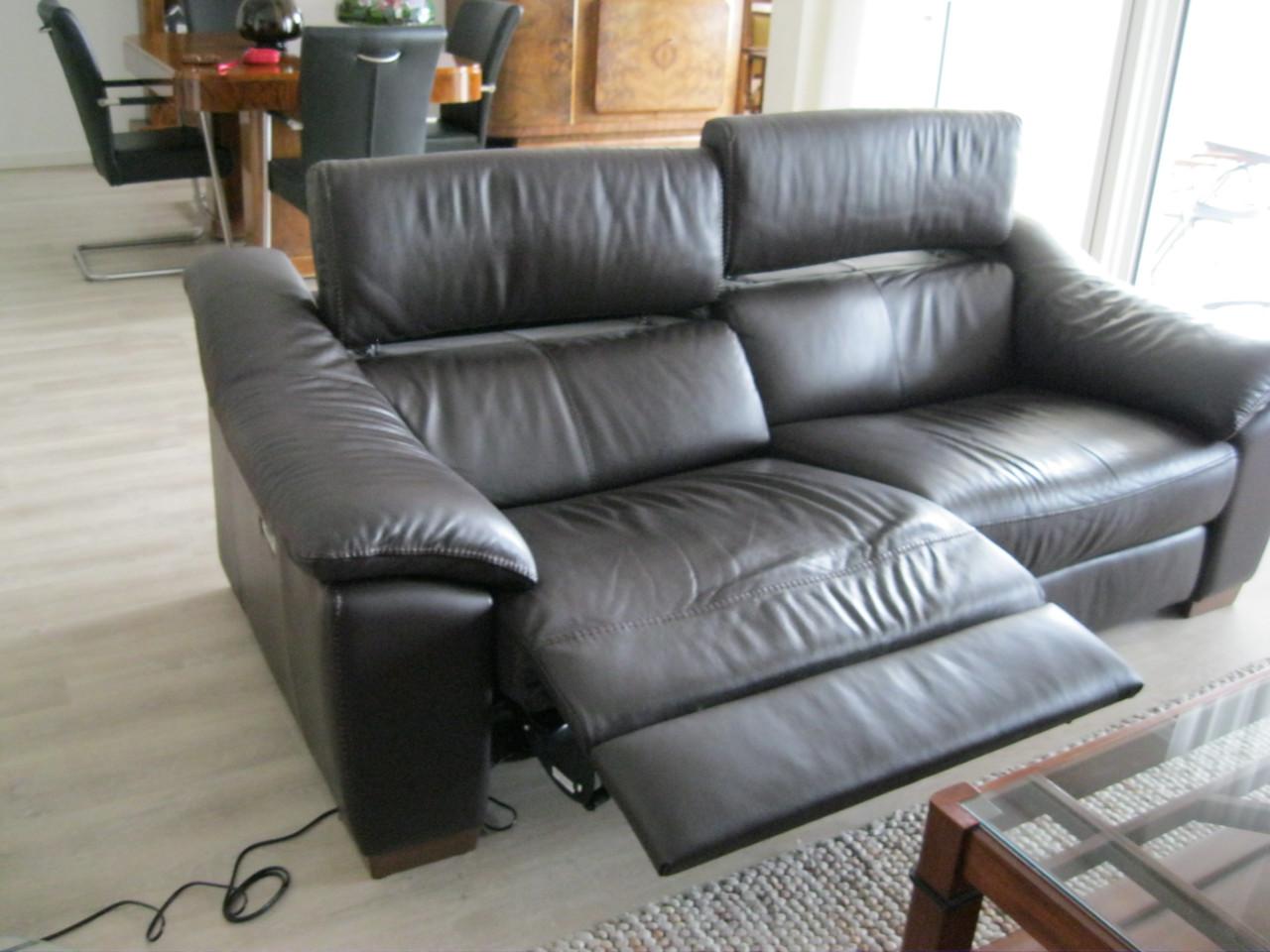 Natuzzi 2,5 elektrische leren relaxbank.