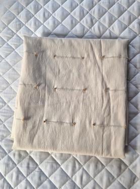 Mooie stevige canvas stof, 140x250 cm, beige/bruin gemêleerd