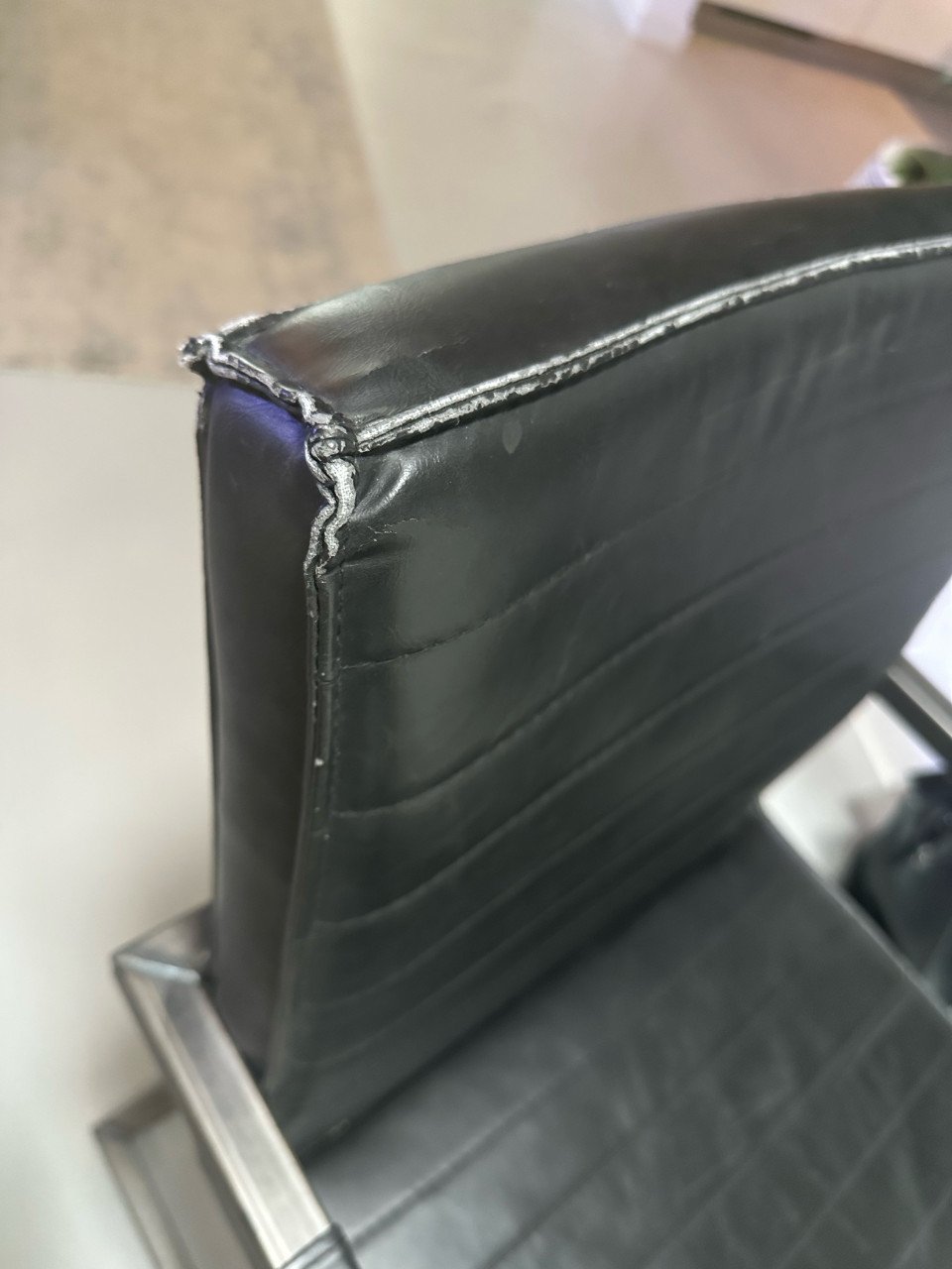 Eetkamerstoelen zwart/metaal 6st.