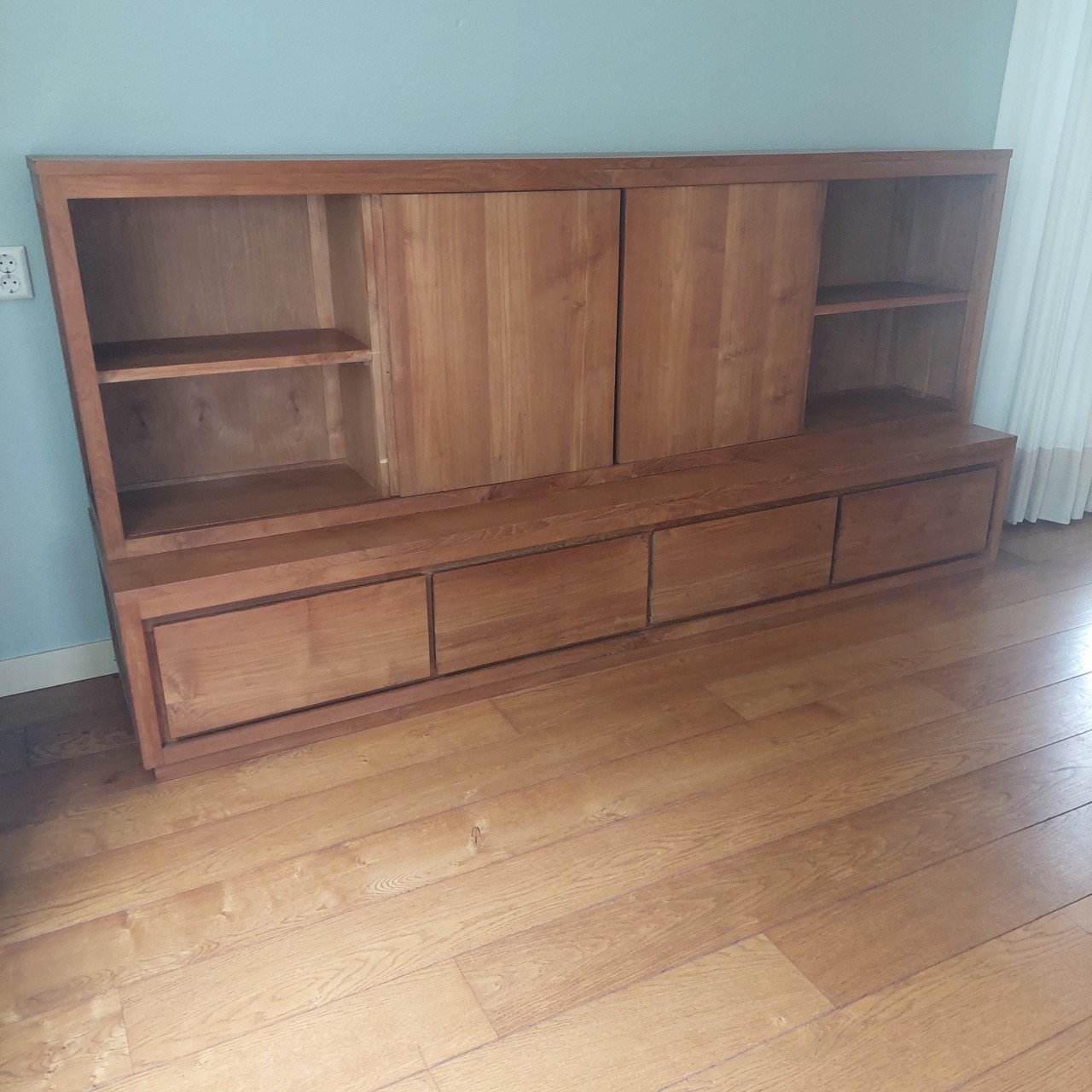 Handgemaakte teak houten tv meubel