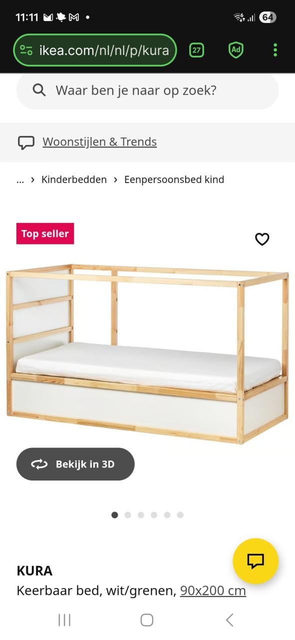 Bed Ikea KURA halfhoogslaper