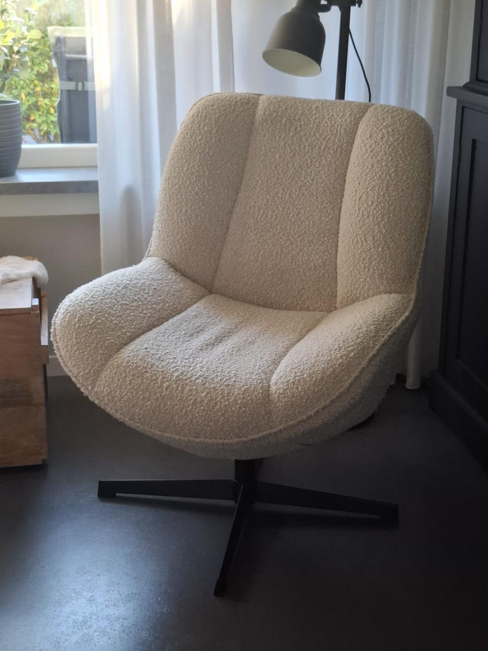 Draai fauteuil bouclé, crème wit