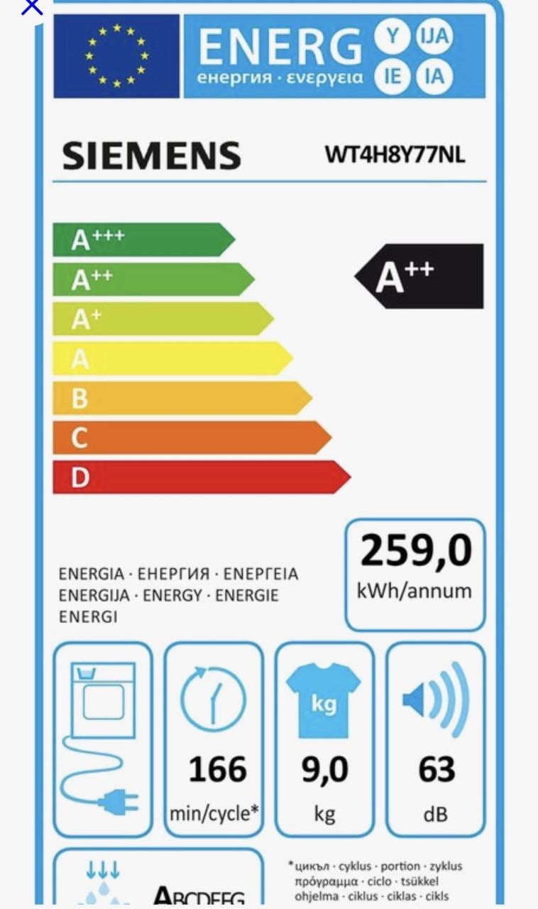 Siemens droger iq 800 selfcleaning condenser