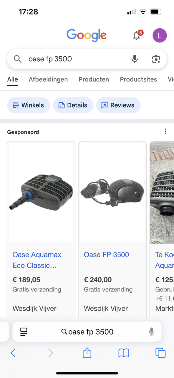 Te koop oase fp 3500 sterke en zuinige Vijverpomp  en 3500 lpu
