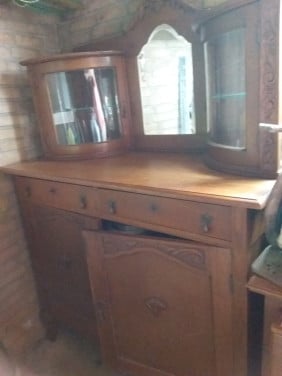 Vintage eiken buffetkast met spiegel
