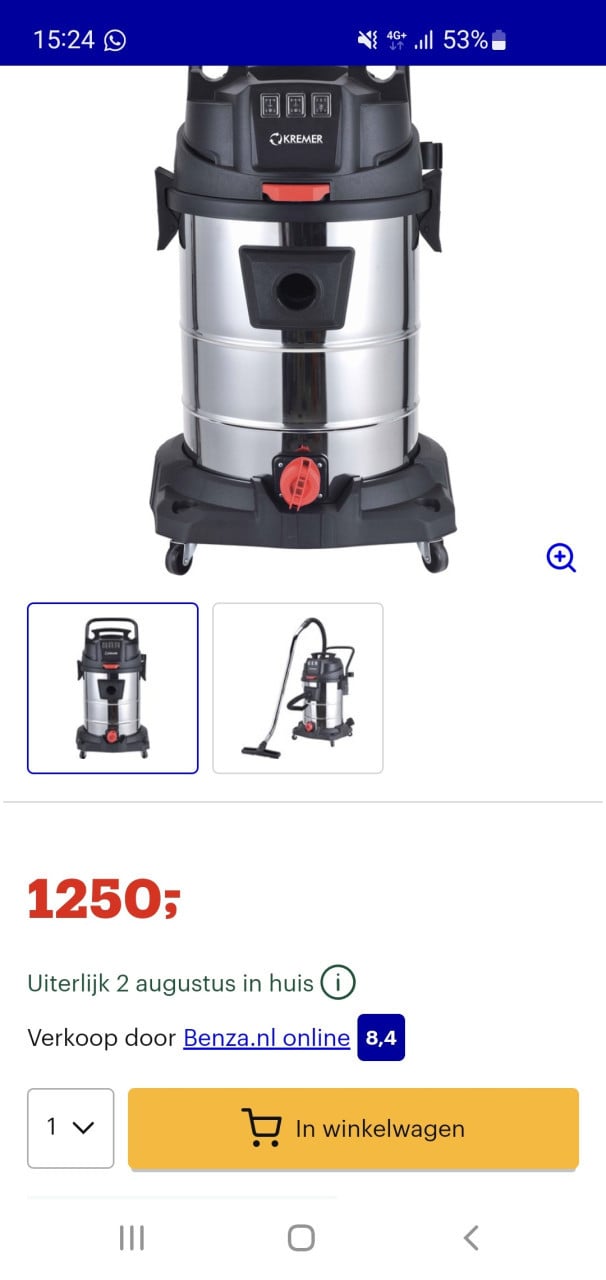 Nieuw Kremer KR100LS industriële stofzuiger