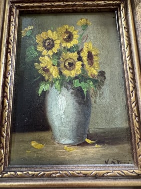 Schilderij zonnebloemen te koop, inclusief lijst