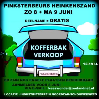 Kofferbakverkoop Pinksterbeurs deelname GRATIS