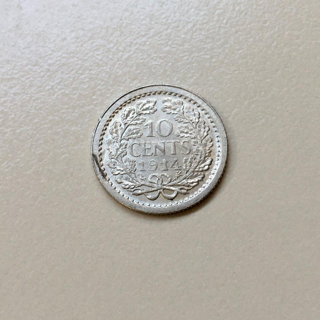 3 zilveren dubbeltjes Wilhelmina (10 cent 1903, 1914, 1918)