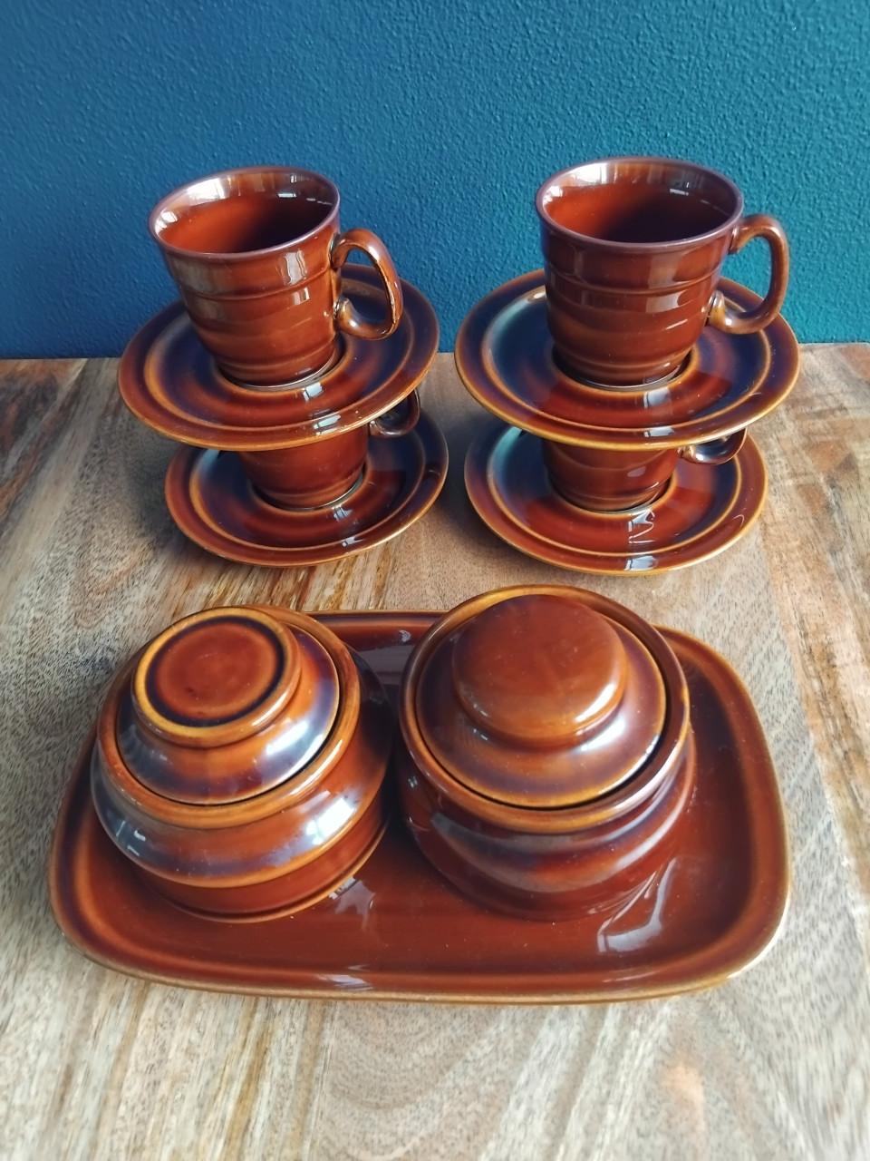 Vintage Pruszków Porselein Bruinservies