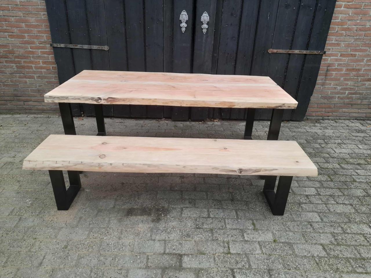 Tuinset / boomstamset in douglashout 200x100 cm Tafel + bank Nieuw