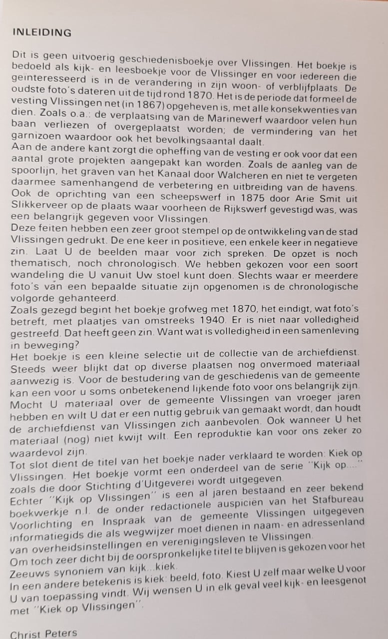 Kiek op Vlissingen, deel 1, Algemeen, door C.H.J. Peters