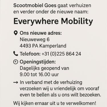 Scootmobiel Goes gaat verhuizen