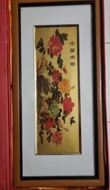 Chinees Bloemen Kunstwerk met 24K Bladgoud in Doos