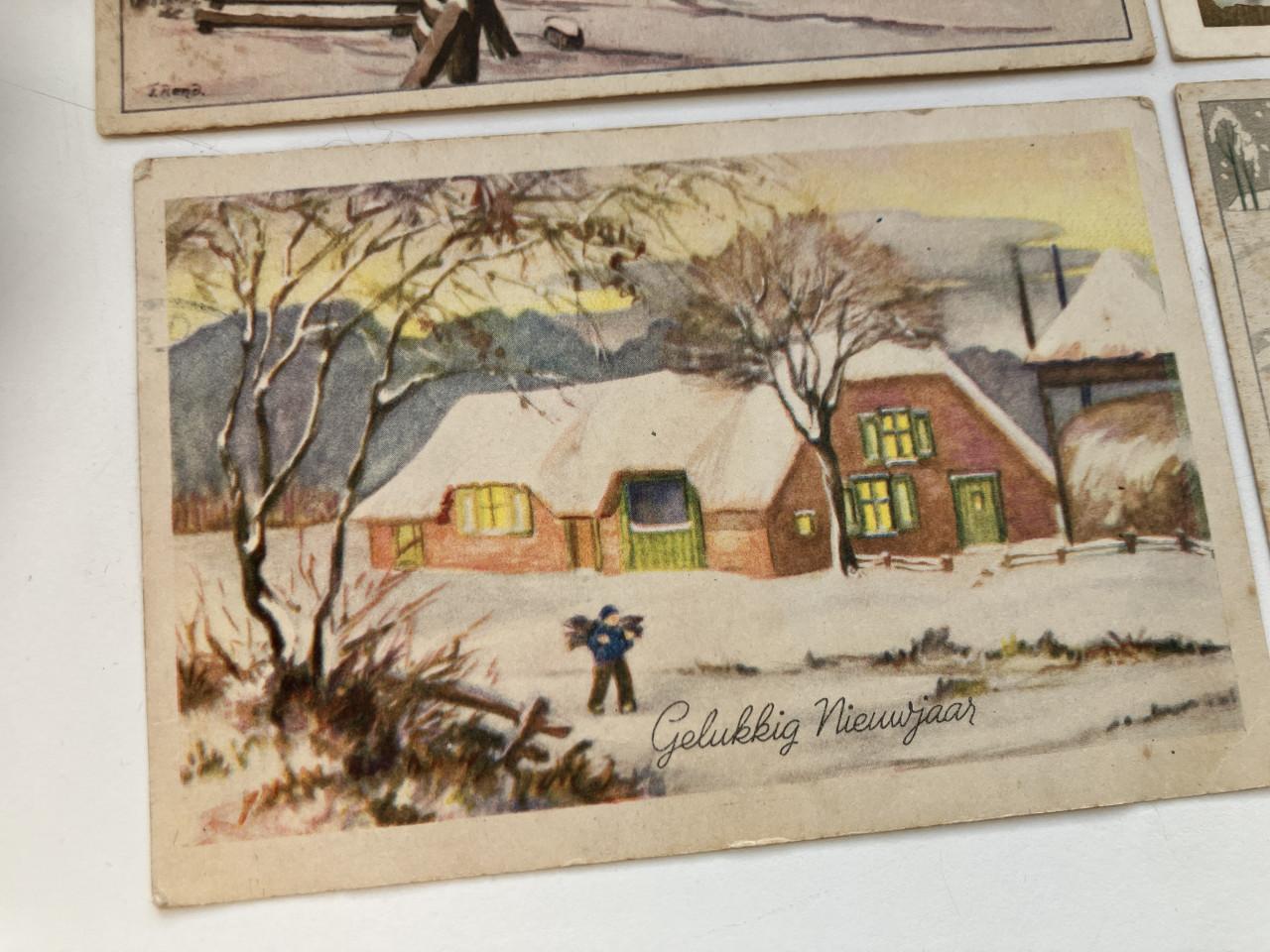 Nieuwjaarskaart 4st ca. 1940-1950