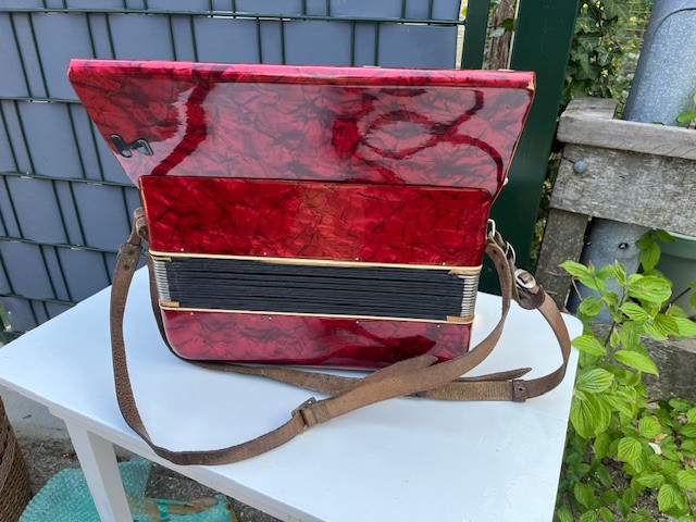 Accordeon Manuela Leclin met riemen en koffer